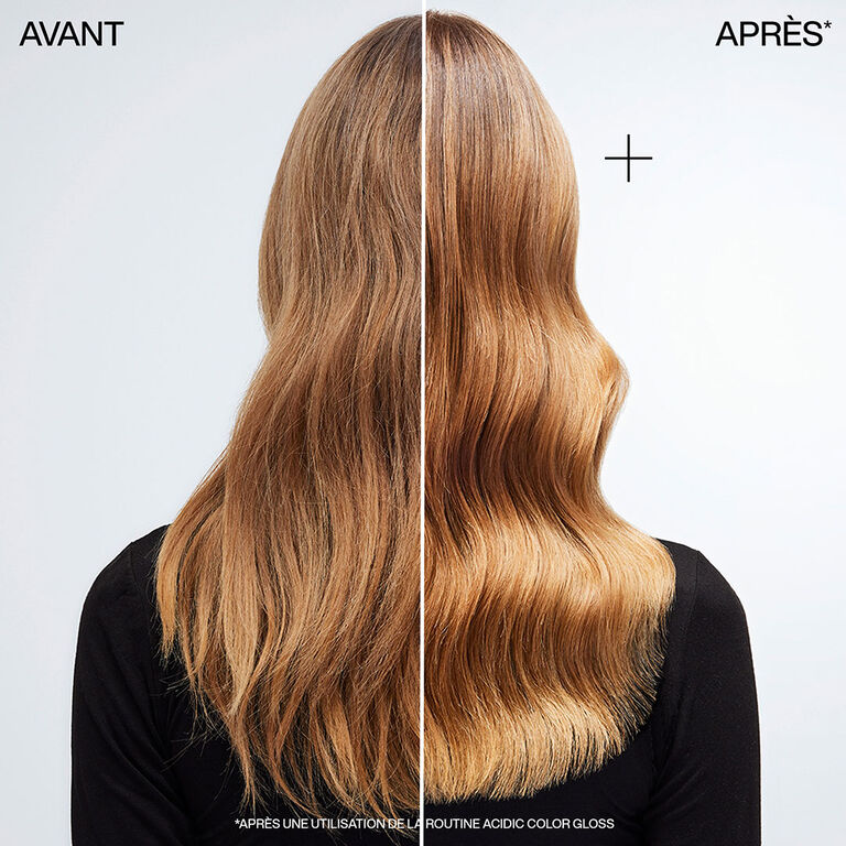 Avant apr&egrave;s Acidic Color Gloss sur cheveux blonds